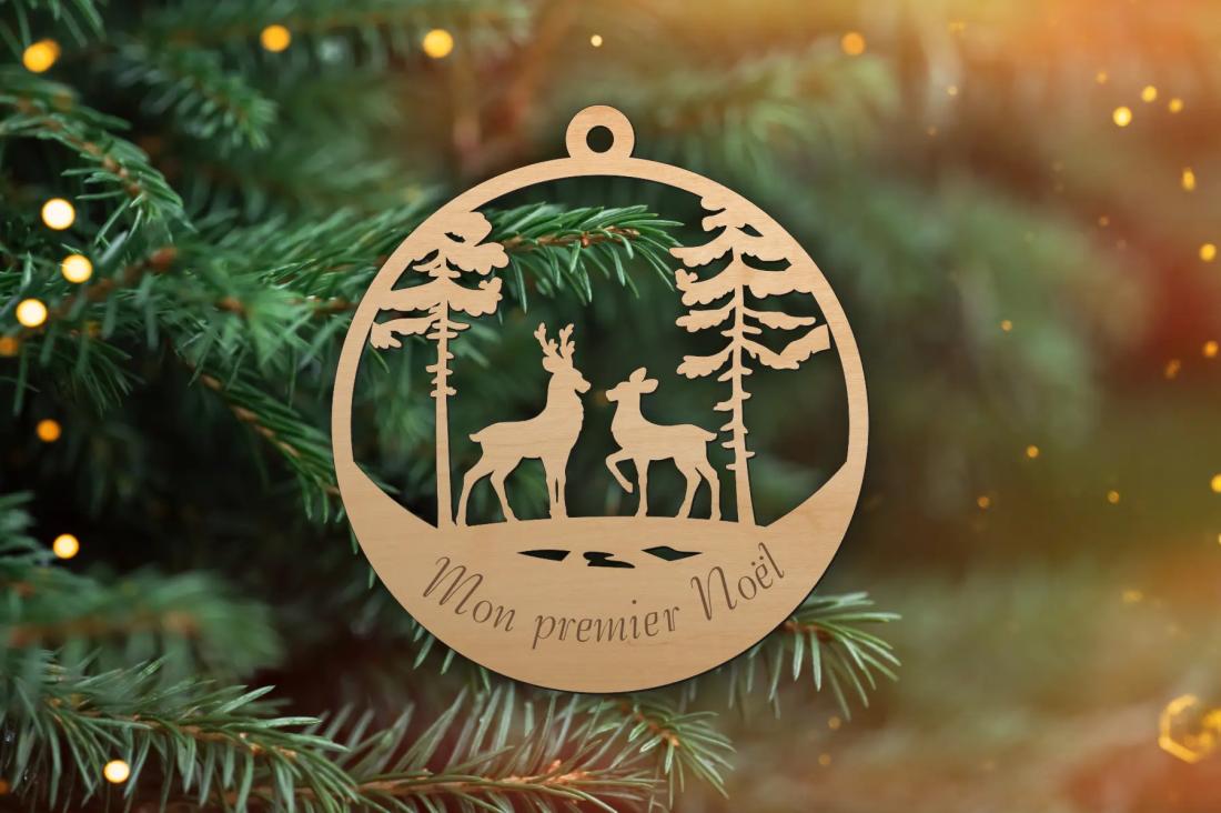 Boule de Noël - rennes forêt