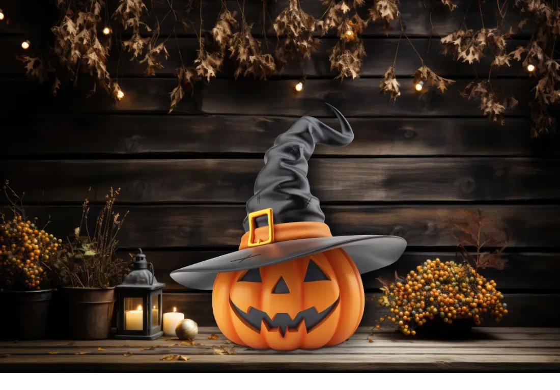 Déco citrouille Halloween - Black hat