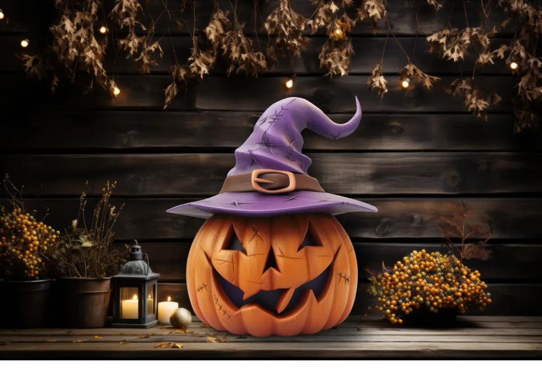 Déco citrouille 3D Halloween - Purple hat
