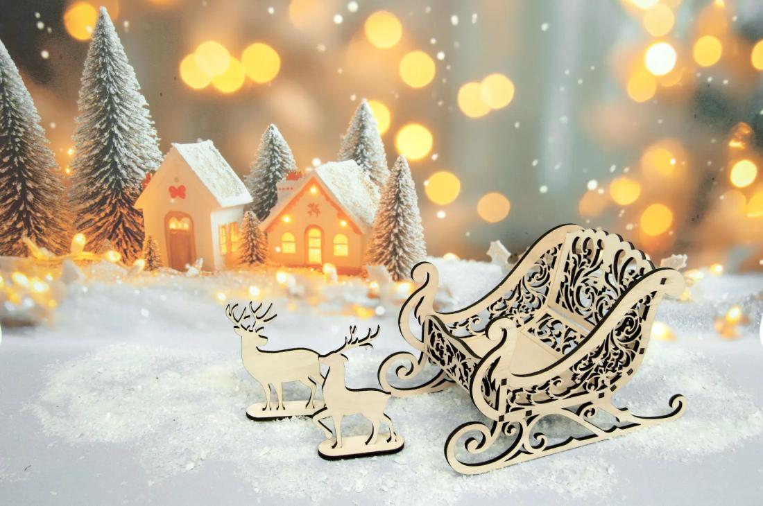 Le traineau du Père Noël et ses rennes