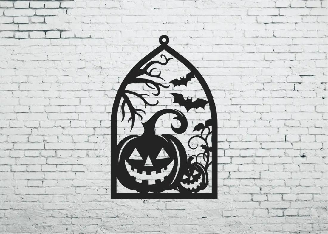 Déco cadre Halloween - le duo de citrouille