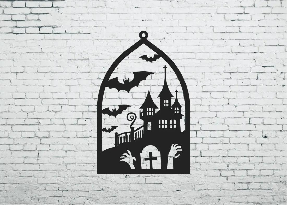 Déco cadre Halloween - Le château hanté