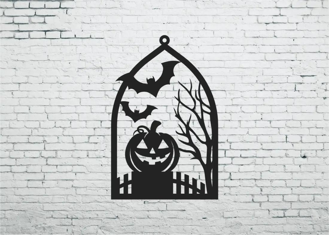 Déco cadre Halloween - La citrouille sur l'enclos